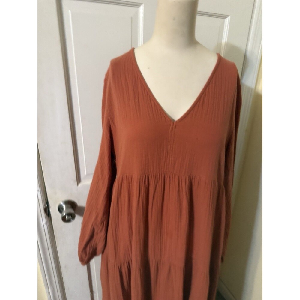 Universal Thread Tiered Babydoll Dress in Burnt Orange Women Size M ( 8-10)